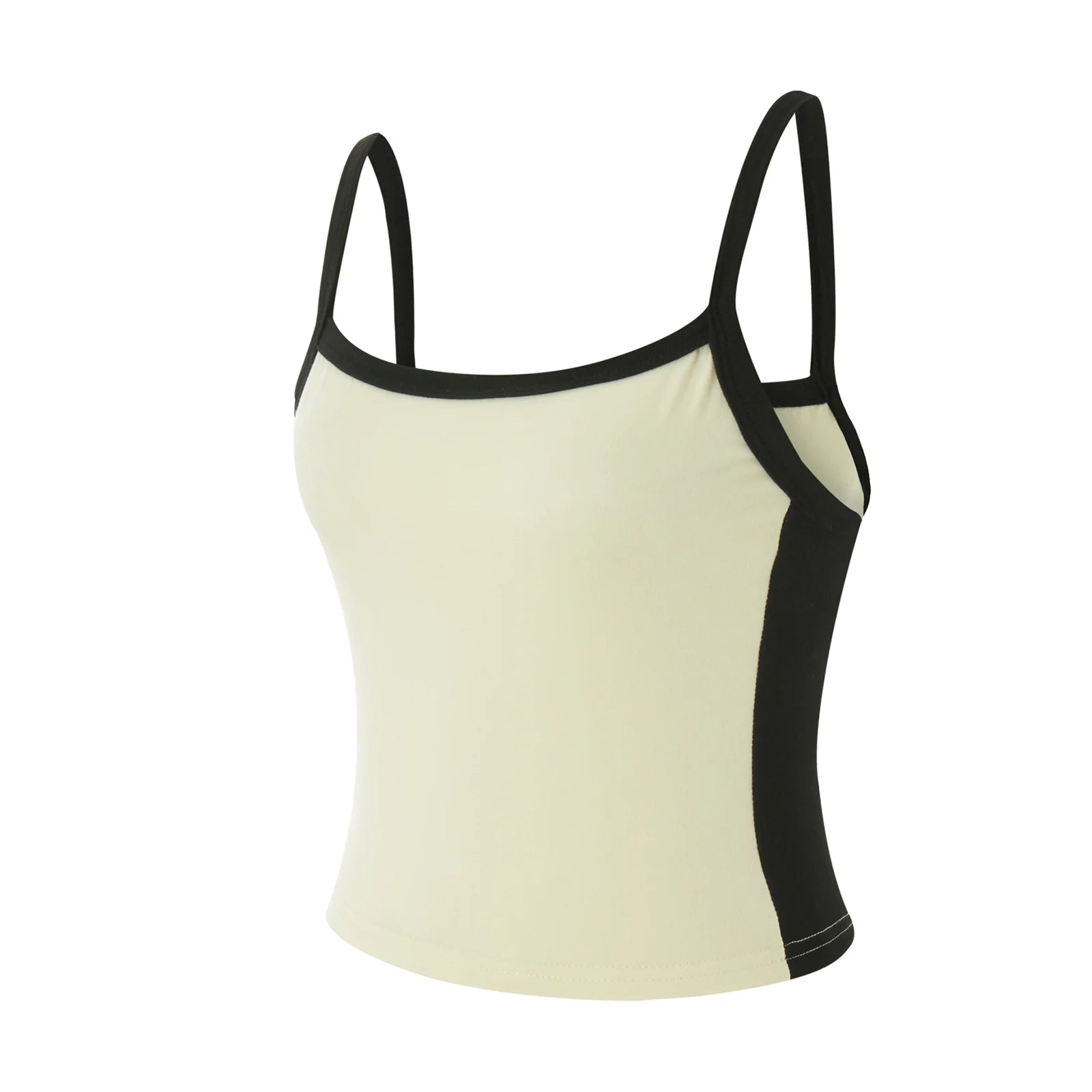 Women Crop Tops Spaghetti Strap Square Neck Contrast Color Slim Fit Camisoles For Women Summer Casual Short Tank Tops