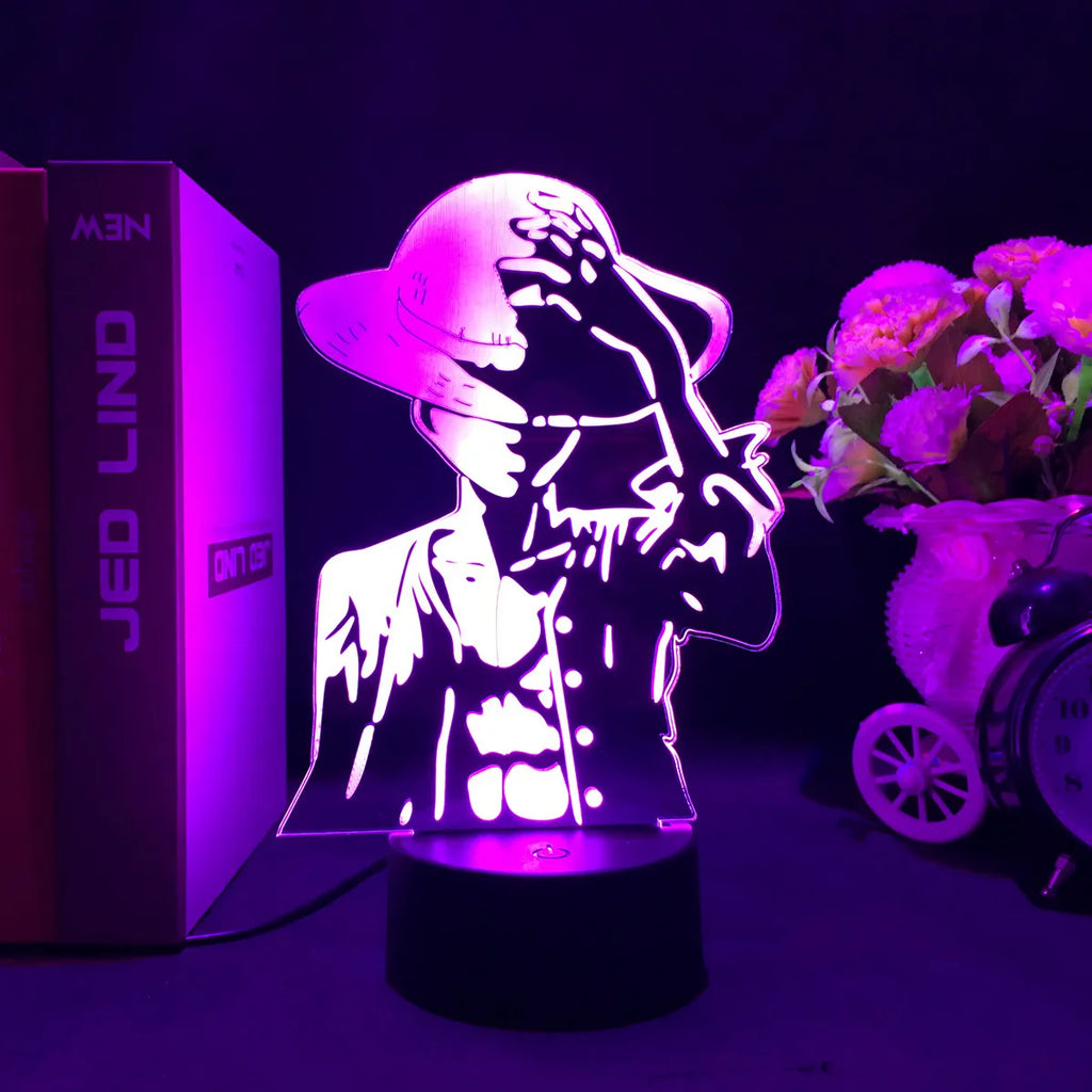 Anime ONE PIECE Led Acrylic Stand Kids Night Light Zoro Luffy Nami Action Figure for Child Bedroom Decoration Desk 3d Lamp Gift