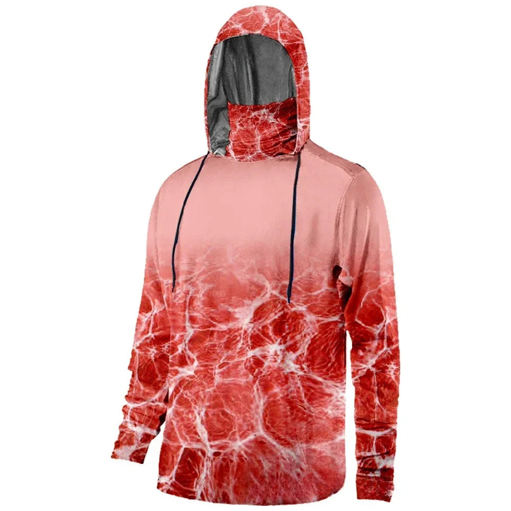 Mens Fishing Clothing It Is Good Fishing Day Printed Sun Protection Face Mask Hoodies Outdoor Sports Breathable Clothes