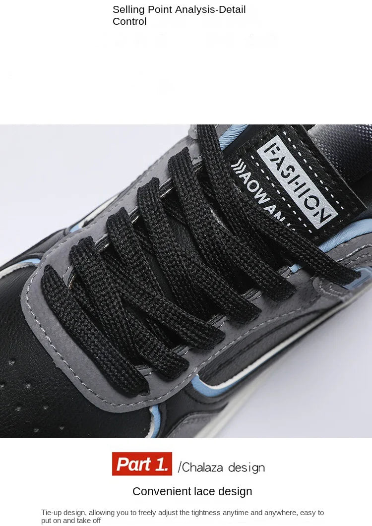 Oulylan Anti-slip Ventilate Leather Board Shoes Trendy Male Outdoor Sports Footwear Spring Comfortable Casual Versatile Sneakers