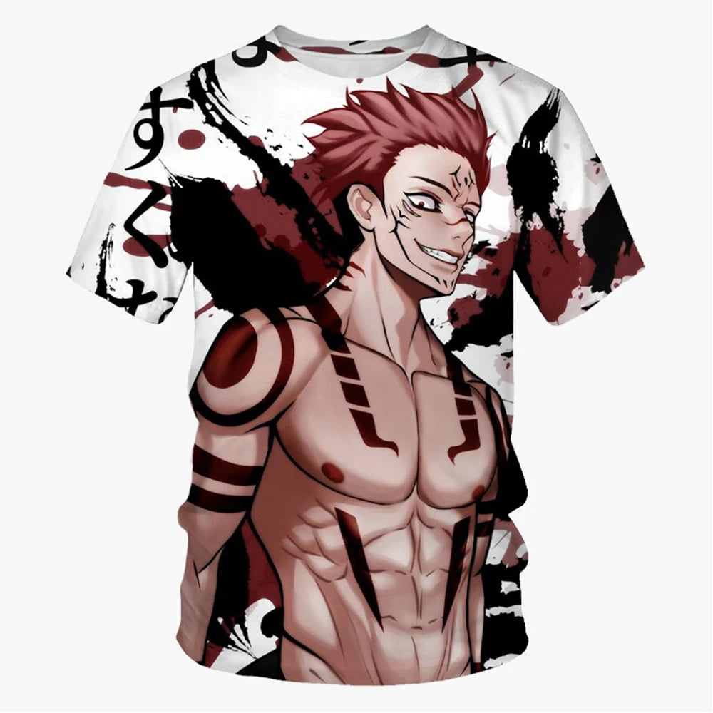 Summer fashion anime 3D print T-shirt. Casual Harajuku style, comfy short sleeves, perfect for men and women who love anime streetwear.