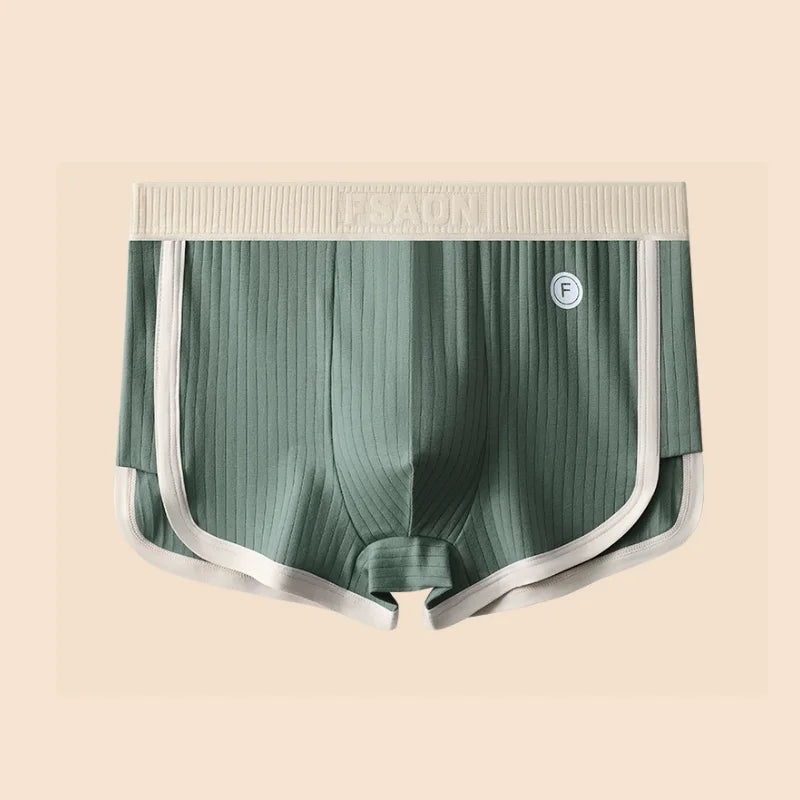 1/3PCS 100% Cotton Solid Striped Men's Boxer Sexy Breathable Mesh U Crotch Underwear High Elastic Widen Waistband Underpants