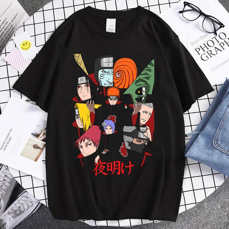 Naruto Animation Derivatives Hatake Kakashi Printed Short Sleeve T-Shirt Men's and Women's 2025 Summer Fashion Casual Cotton Top