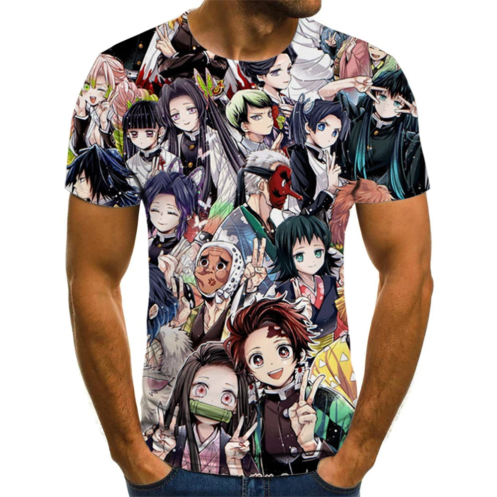 Demon Slayer 3D Print T-shirt Men Women Summer Fashion Casual Short Sleeved Unisex Harajuku Streetwear Oversized T Shirt