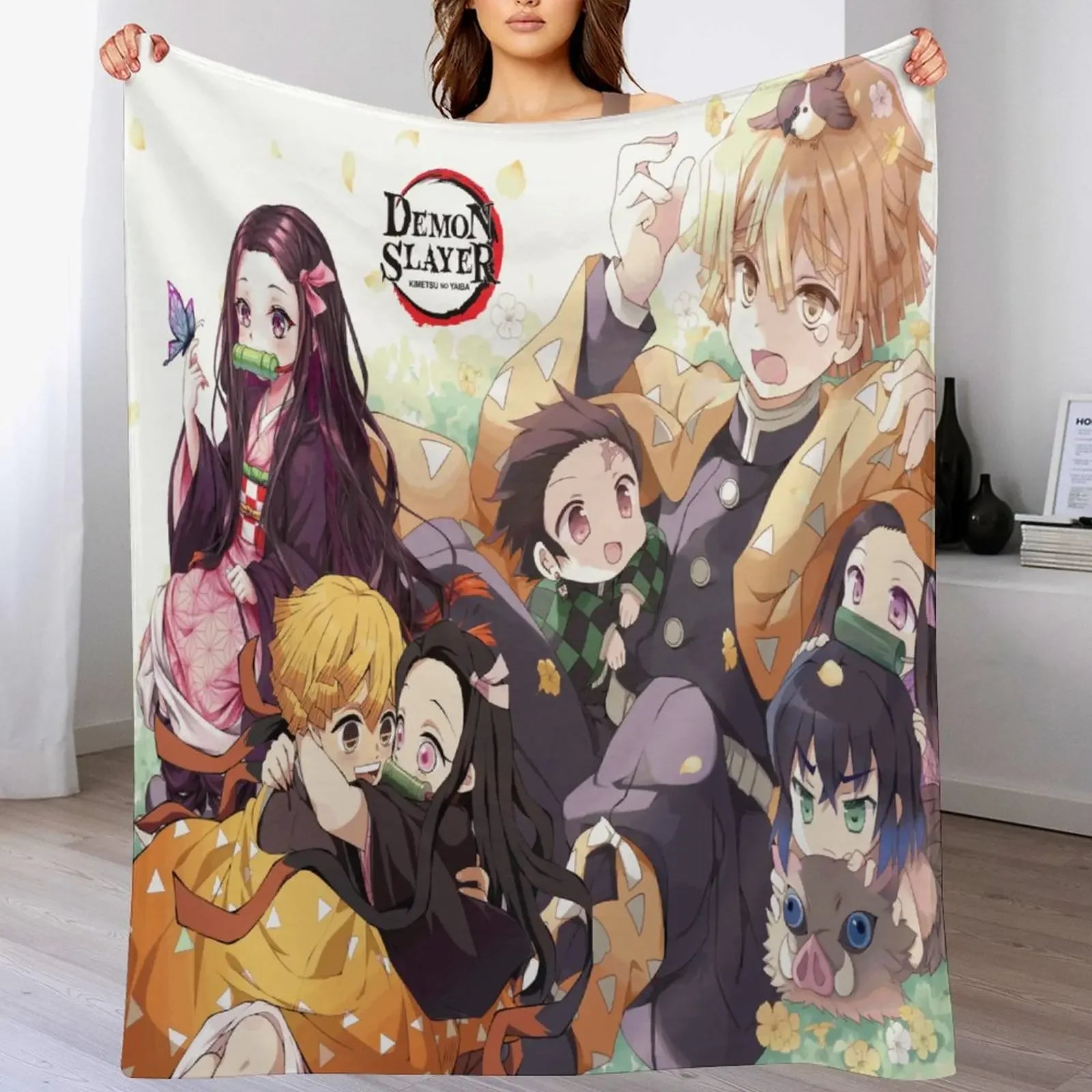 Demon Antistatic Soft Blankets & Throws Blanket Slayer Fluffy Decorative Anime Custom Fleece