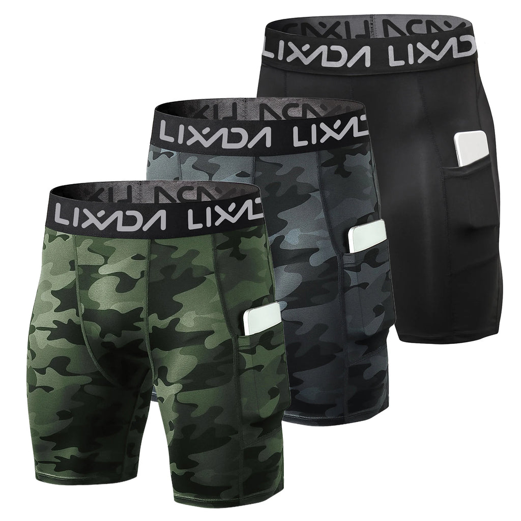 Lixada 3 Pack Men Sports Shorts Active Workout Underwear with Pocket