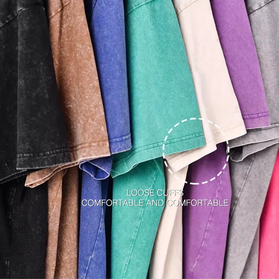 300g Heavy Men Washed Vintage Oversized T-Shirt Street Hip Hop Punk Tee women Harajuku Casual Cotton Short Sleeve Acid Wash Top