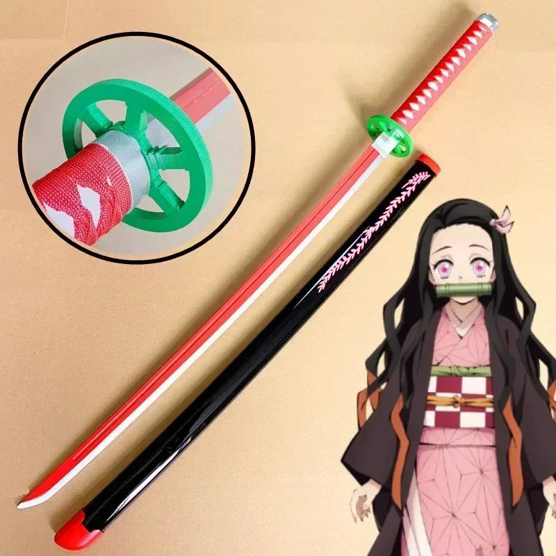 104cm Demon Slayer Katana Sword Kimetsu No Yaiba Anime Cosplay Prop Ninja Knife Real Size Japanese Katana Samurai Sabre Kid Toys