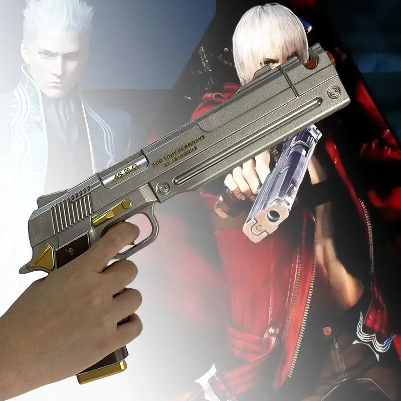 15.7in/40cm Ebony Ivory Gun Katana Devil May Cry 4 Sabre Ninja Sword Cosplay Prop Real Size Japanese Gun Katana Samurai Sword