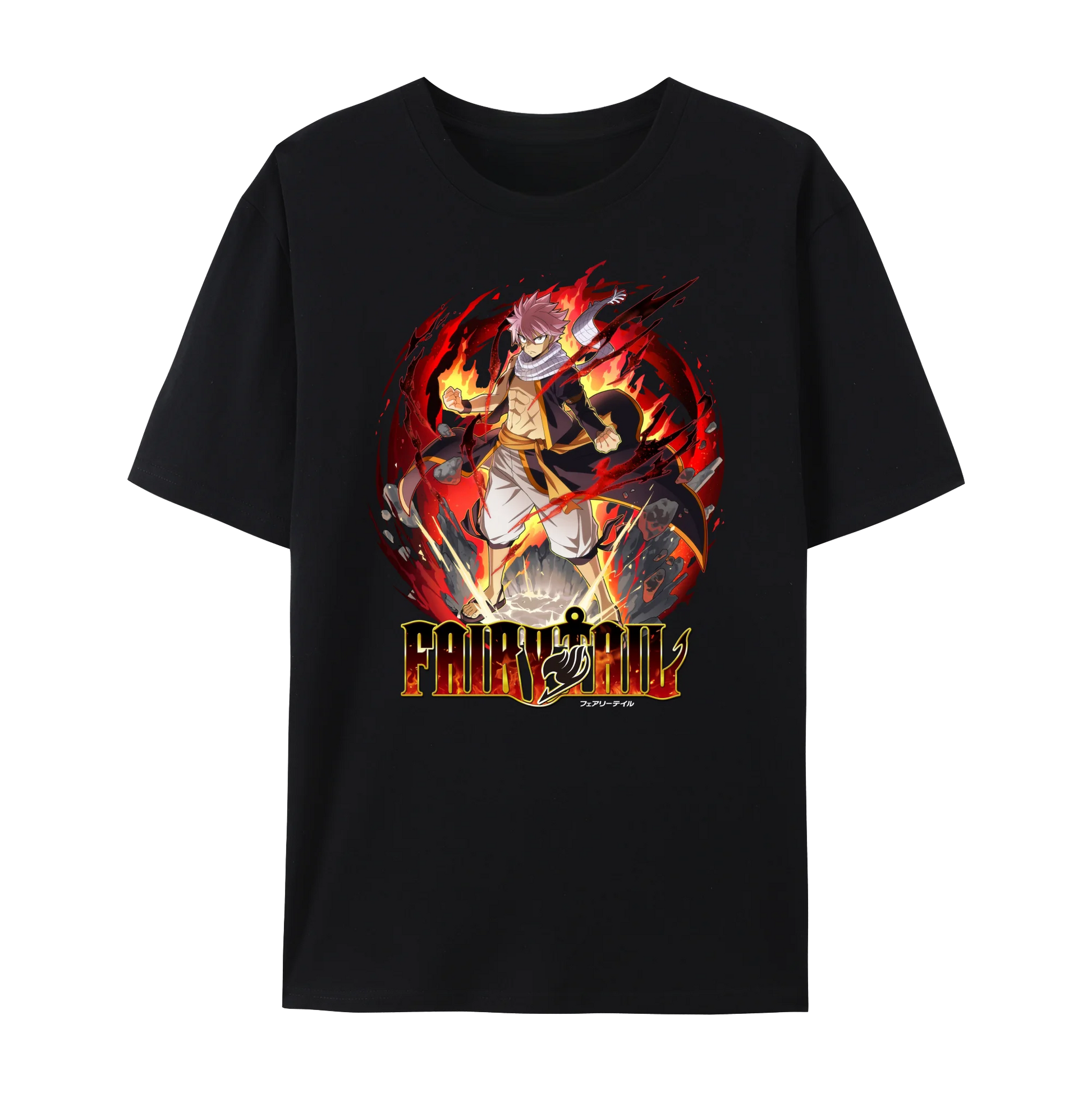 Fairy Anime Tail Natsu Dragneel & FT Member Graphic Cotton T-Shirt, Japanese Anime Unisex Short Sleeve Crewneck Shirt,
