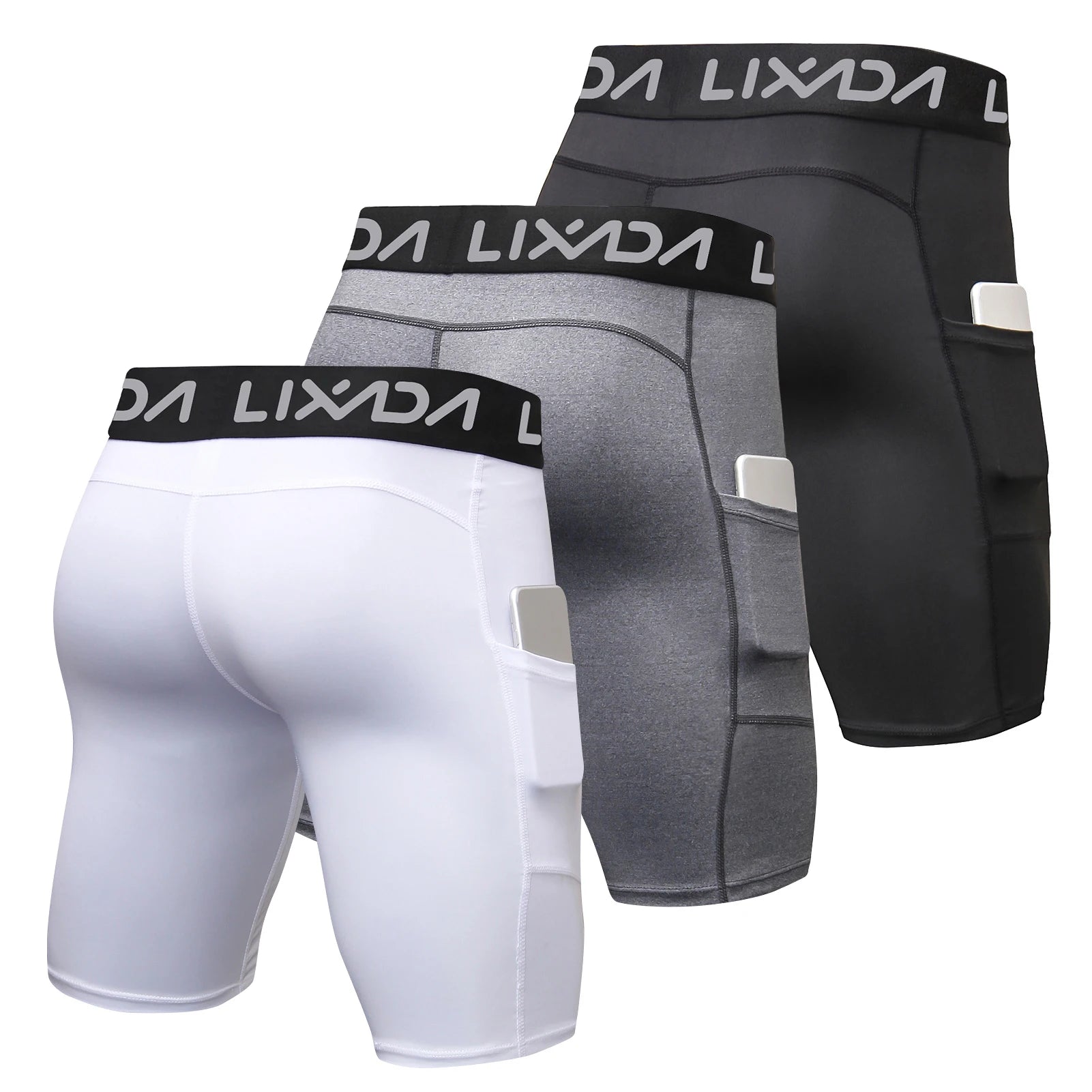 Lixada 3 Pack Men Sports Shorts Active Workout Underwear with Pocket