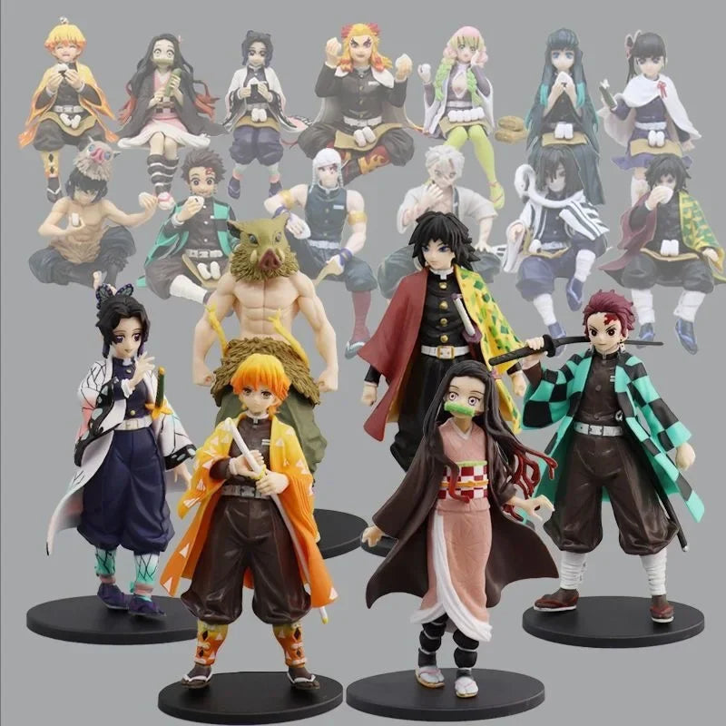Anime Figure Demon Slayer Figures Kimetsu No Yaiba Doll Tanjiro Nezuko Zenitsu Figurine Inosuke Warrior Action Figure Model Toys