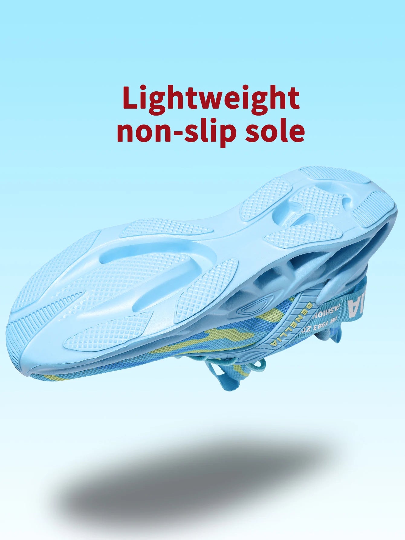 Blue anime-inspired running shoes for men and women with lace-up closure and stylish design.