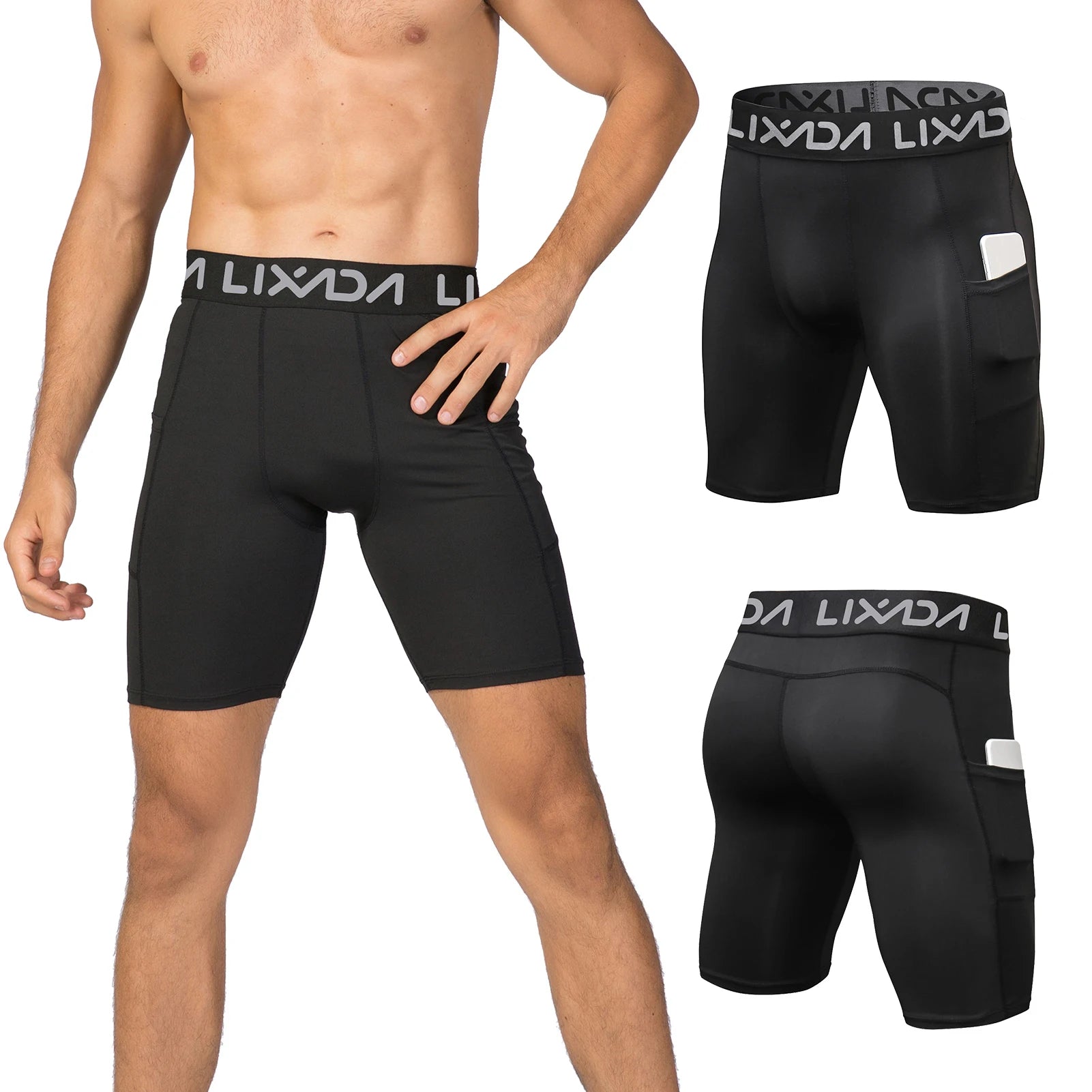 Lixada 3 Pack Men Sports Shorts Active Workout Underwear with Pocket