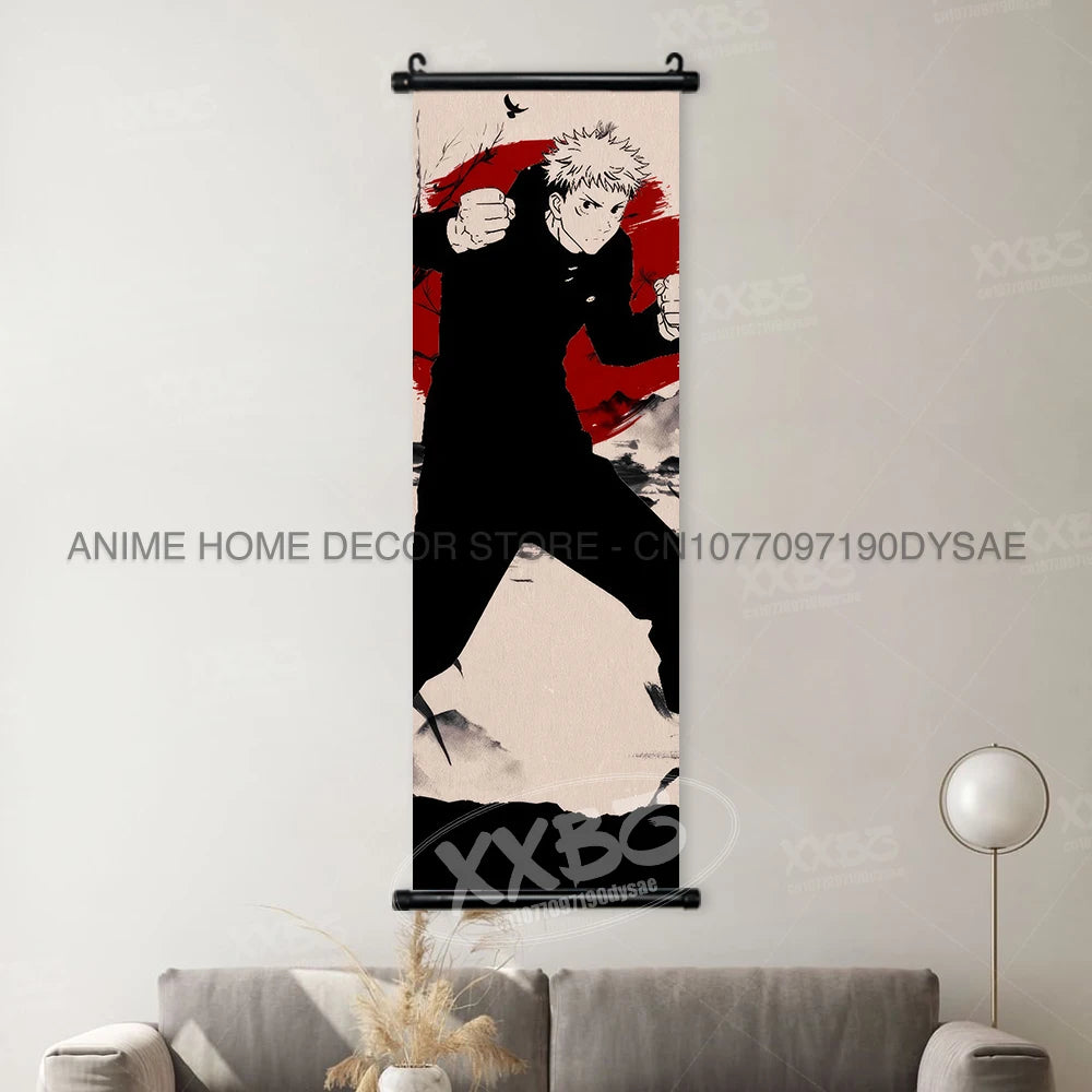 Jujutsu Kaisen Posters Gojo Satoru Canvas Scrolls Picture Panda Home Decoration Wall Artwork Fushiguro Megumi Hanging Painting