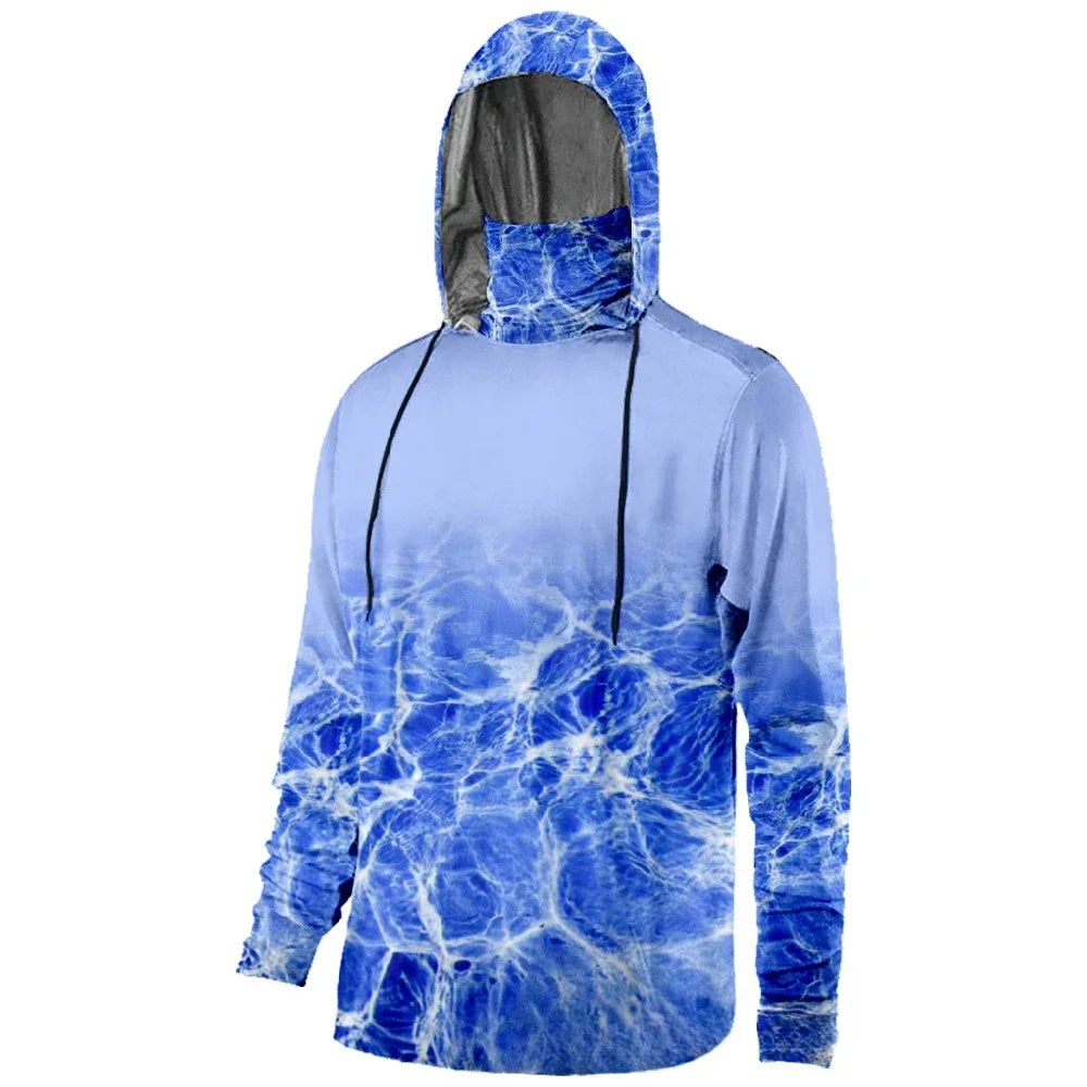 Mens Fishing Clothing It Is Good Fishing Day Printed Sun Protection Face Mask Hoodies Outdoor Sports Breathable Clothes