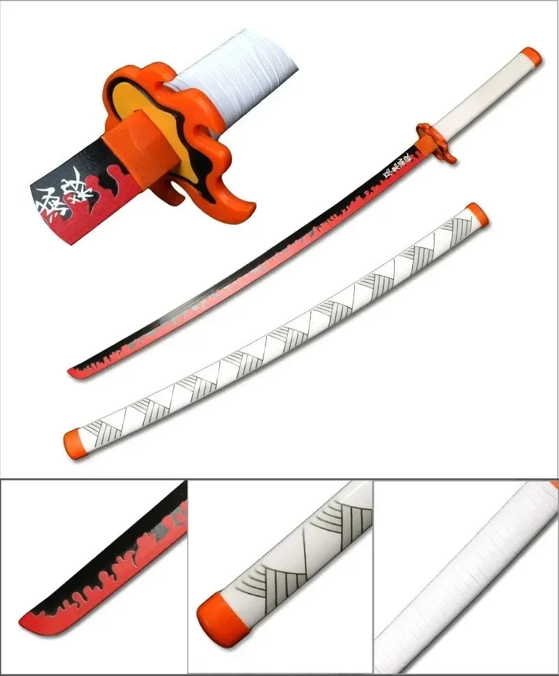 104cm Demon Slayer Katana Sword Kimetsu No Yaiba Anime Cosplay Prop Ninja Knife Real Size Japanese Katana Samurai Sabre Kid Toys