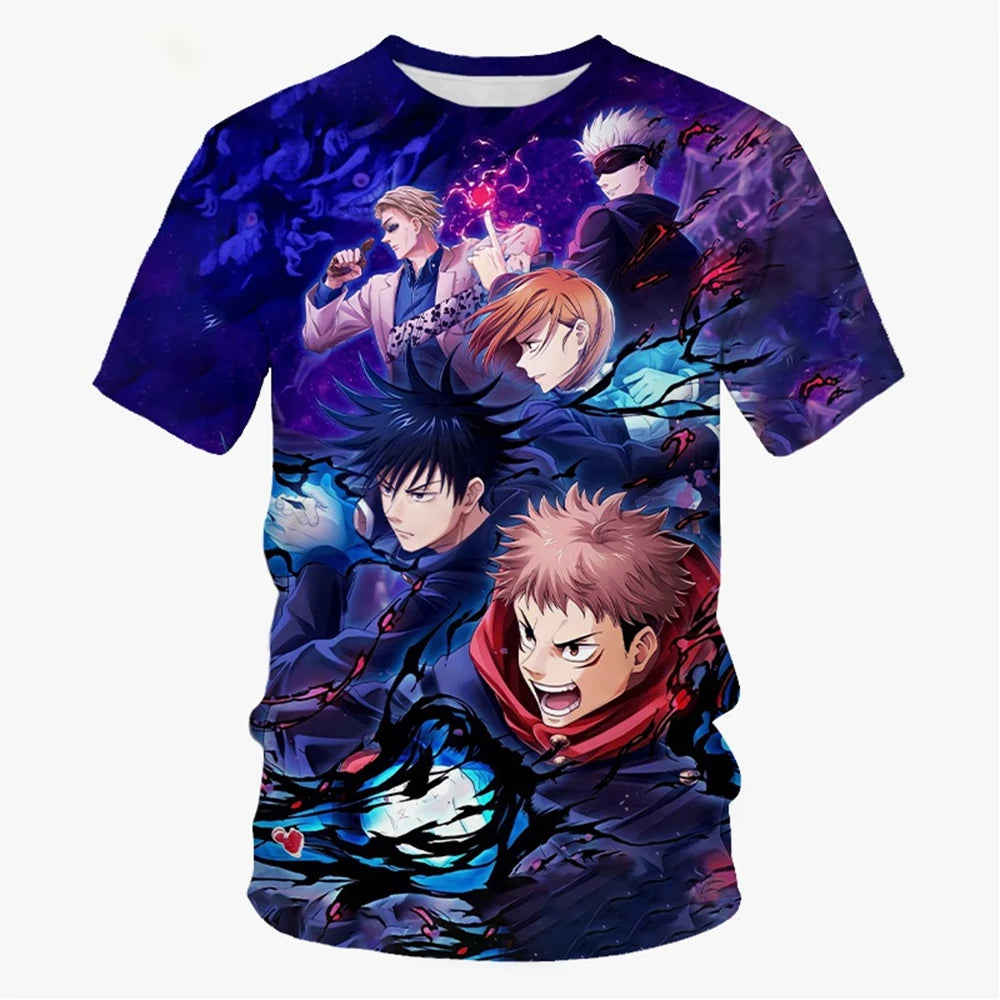 Summer fashion anime 3D print T-shirt. Casual Harajuku style, comfy short sleeves, perfect for men and women who love anime streetwear.