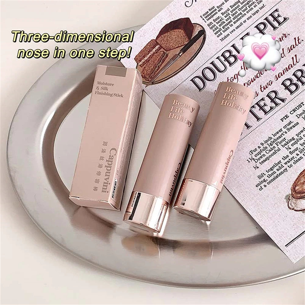 Moisturizing Matte Concealer Contour Stick Smooth Lasting 3D Nose Shadow Waterproof Face Highlight Brighten Contour Makeup