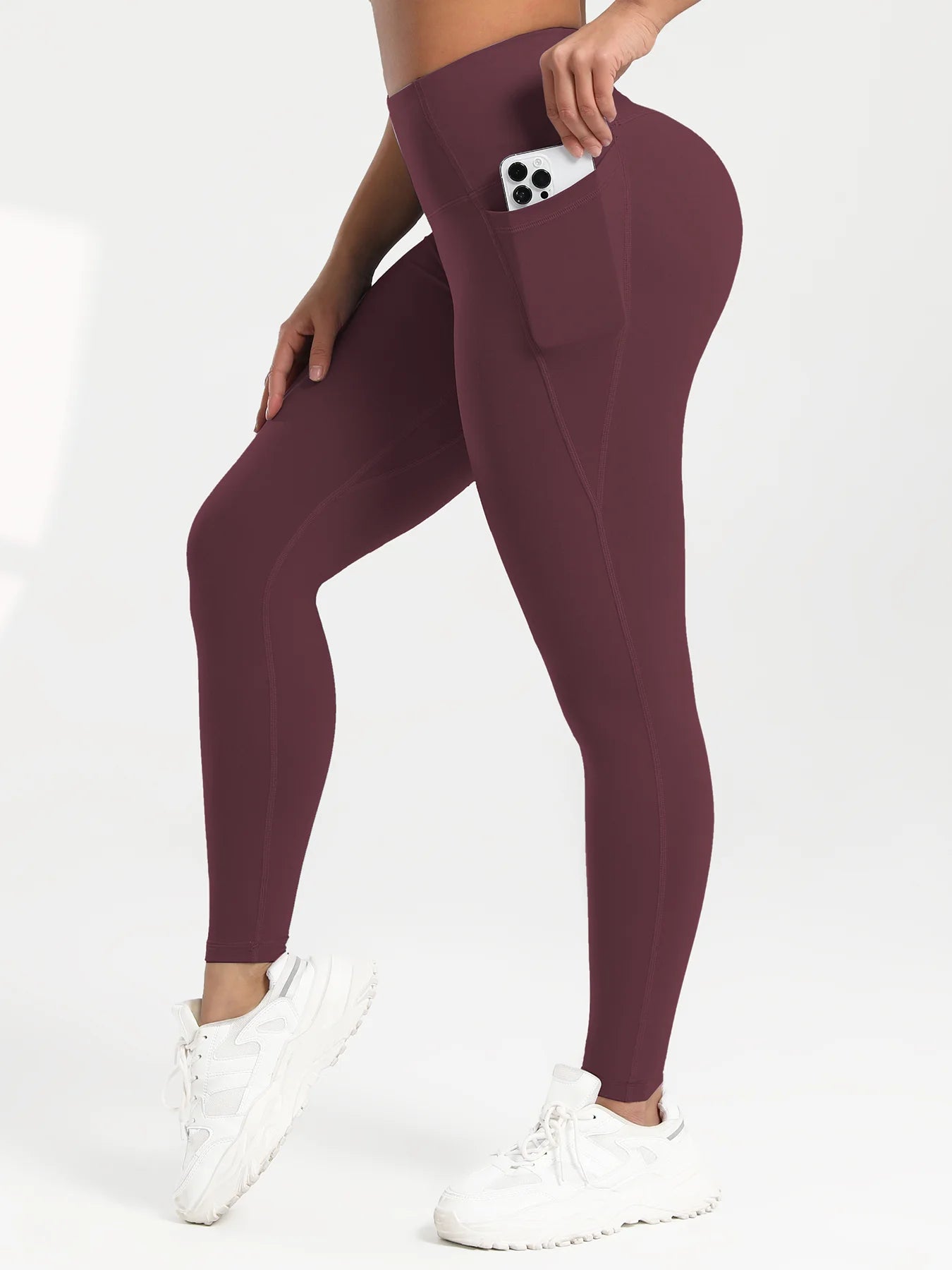 Pockets Gym Yoga Leggings Women Pure Color Casual Outdoors High Waist Skinny Leggings Of Women Running Pants