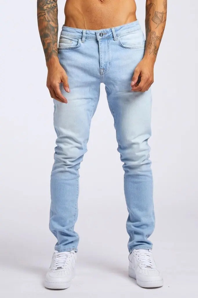 Mens Jeans Elastic Skinny Solid Color Stretch Pencil Pants Slim Fit Denim Jeans Jogging Streetwear Cowboy Casual Trousers Blck