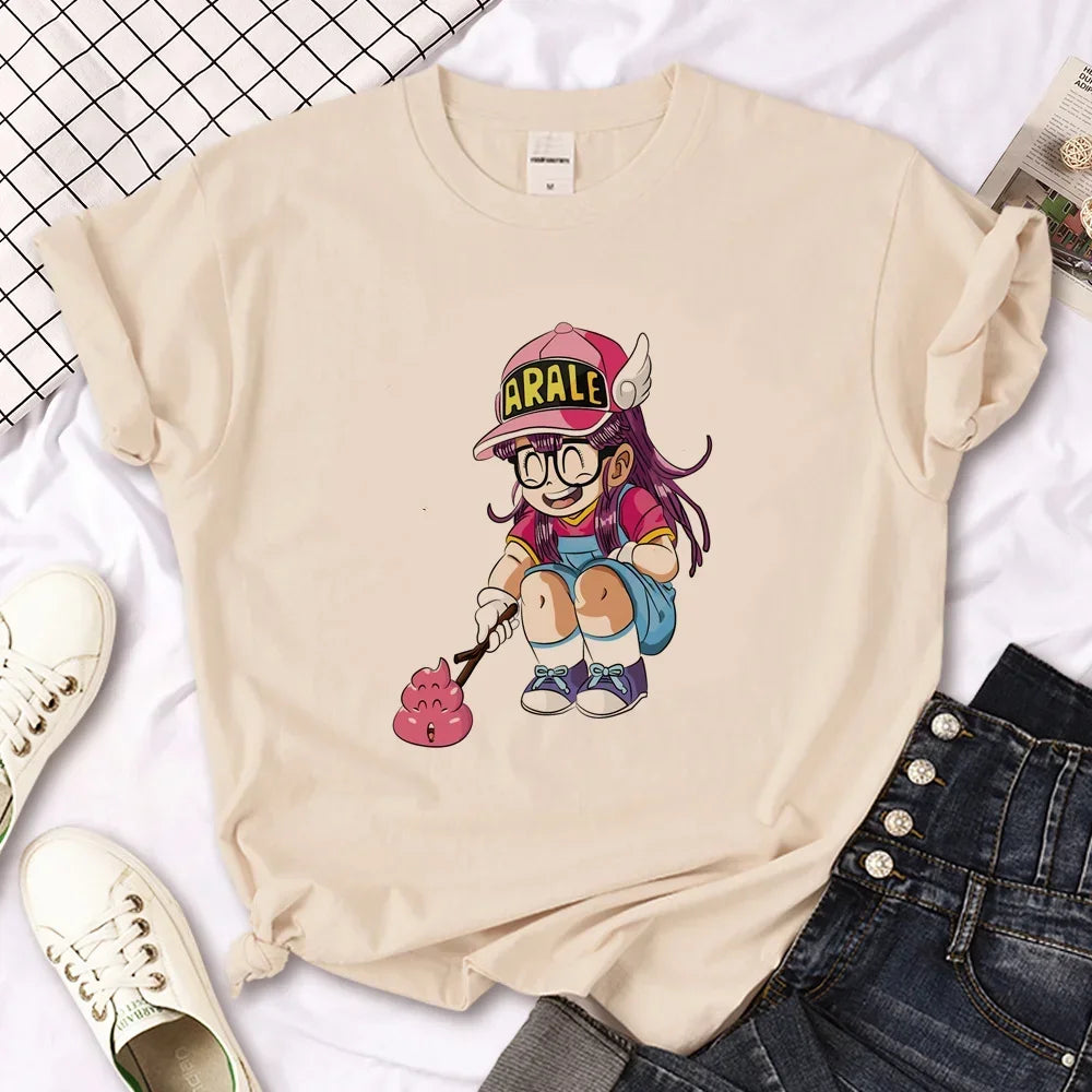Anime and more Arale Harajuku T-Shirt featuring Arale character design in a playful circular graphic.