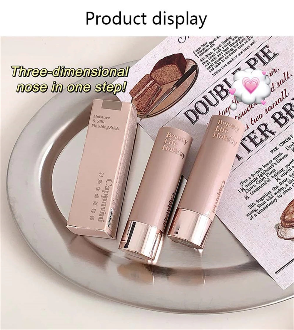 Moisturizing Matte Concealer Contour Stick Smooth Lasting 3D Nose Shadow Waterproof Face Highlight Brighten Contour Makeup