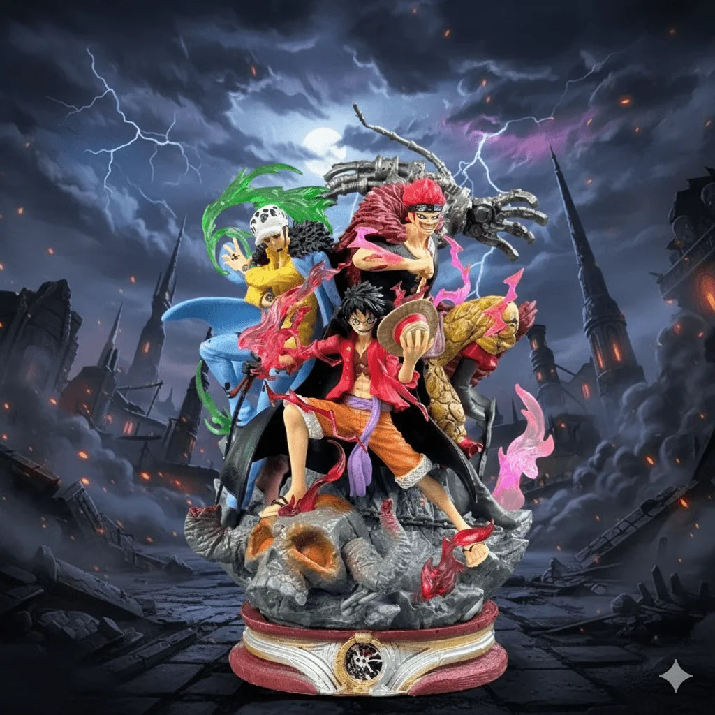 One Piece Ghost Island Battle Supernova Three Captain Straw Hat Luffy Kidro Scene Handmade Statue