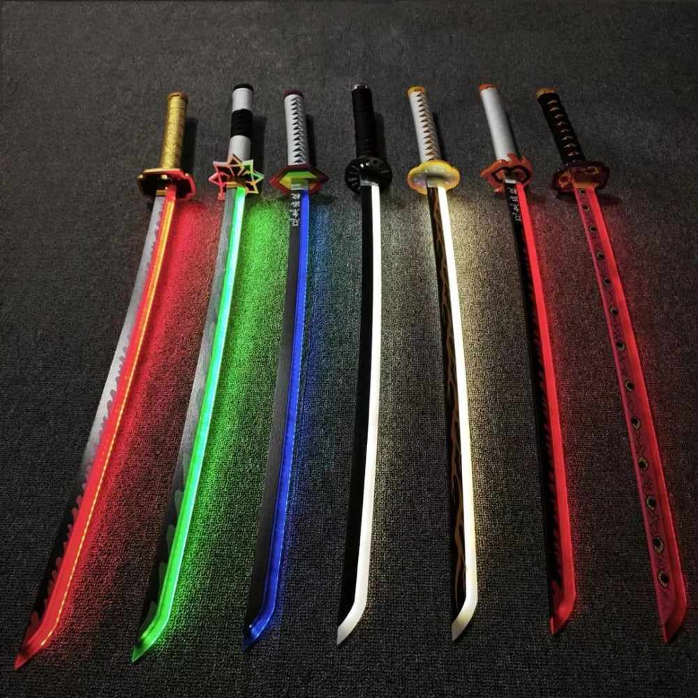 Demon Slayer 103cm/40.56in Light Sword Cosplay Anime Peripherals Katana Cosplay Luminous Toys Weapon Props Model Holiday Gift
