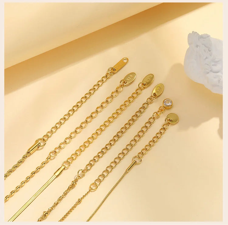 Thin Link Women Bracelet, Stainless Steel 18K Gold Plated Wrist Chain Waterproof Resistant Jewelry