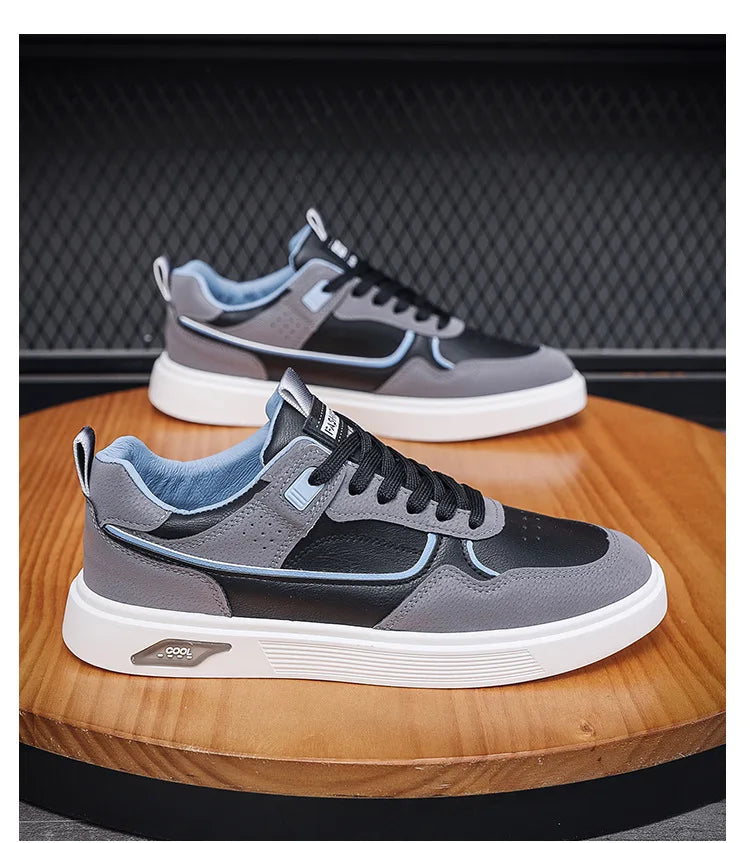 Oulylan Anti-slip Ventilate Leather Board Shoes Trendy Male Outdoor Sports Footwear Spring Comfortable Casual Versatile Sneakers