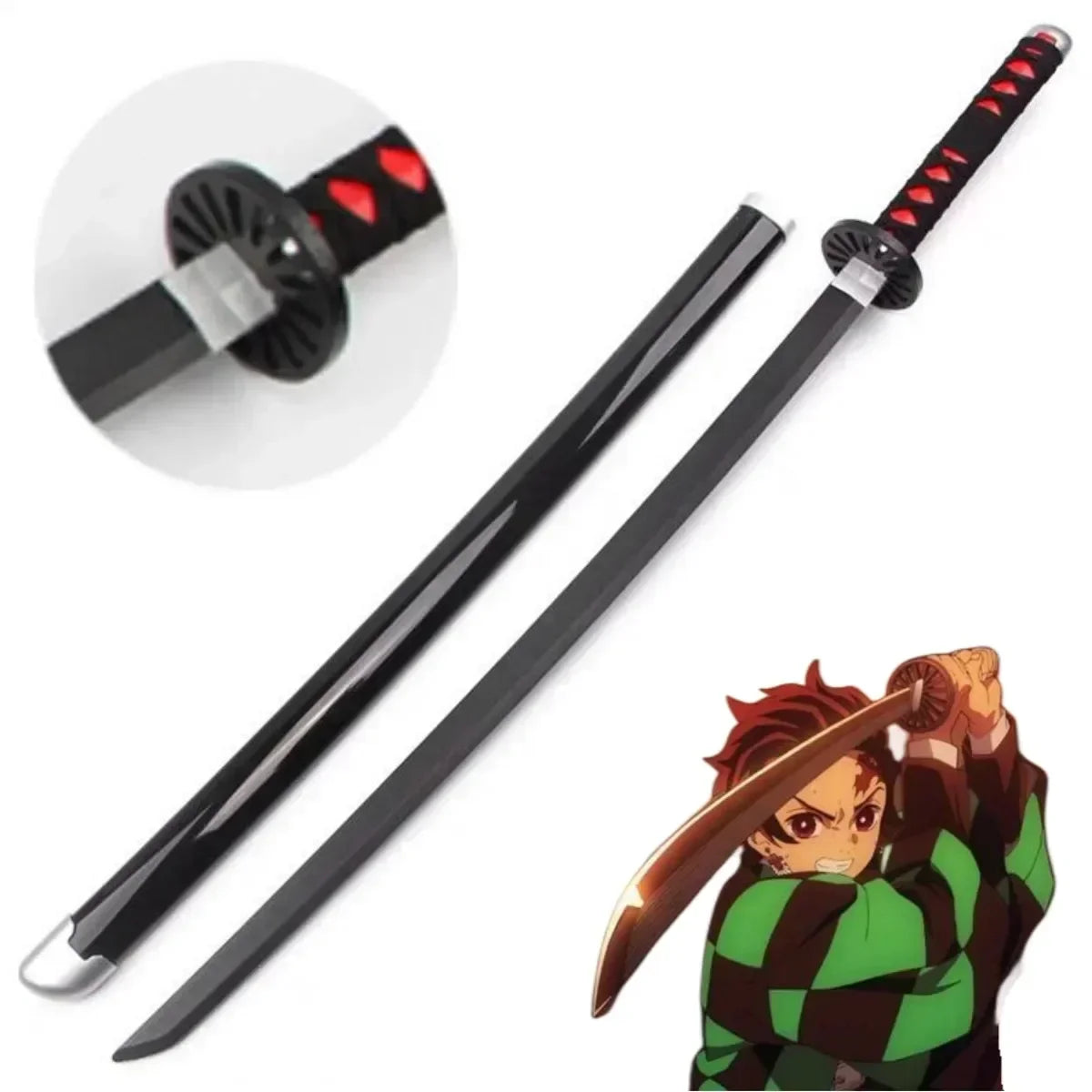 104cm Demon Slayer Katana Sword Kimetsu No Yaiba Anime Cosplay Prop Ninja Knife Real Size Japanese Katana Samurai Sabre Kid Toys