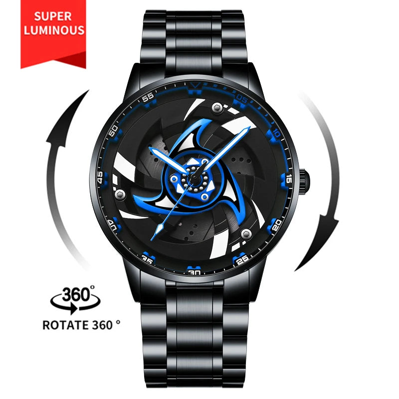 Kaleidoscope Sharingan Rotary Dial Watch 3D Japanese Anime Dial Quartz Men's Watch Top Brand Luxury Waterproof Fashion Men Watch