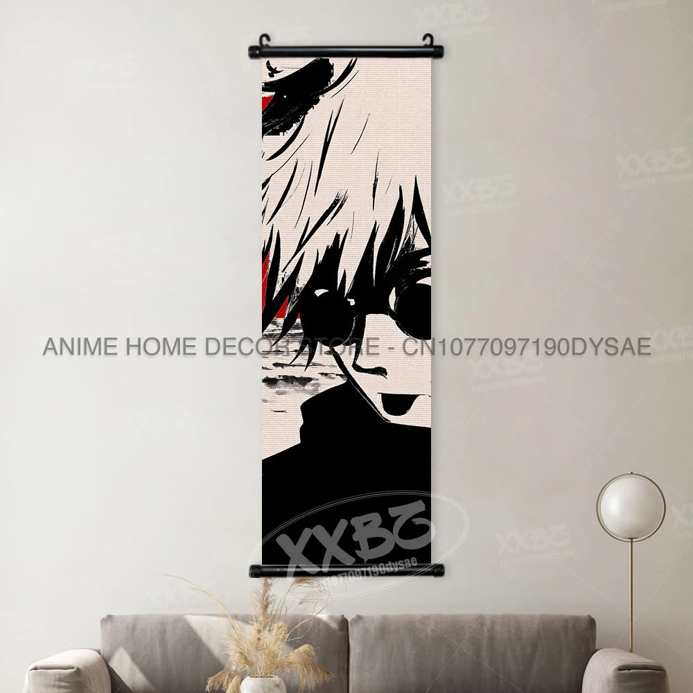 Jujutsu Kaisen Posters Gojo Satoru Canvas Scrolls Picture Panda Home Decoration Wall Artwork Fushiguro Megumi Hanging Painting