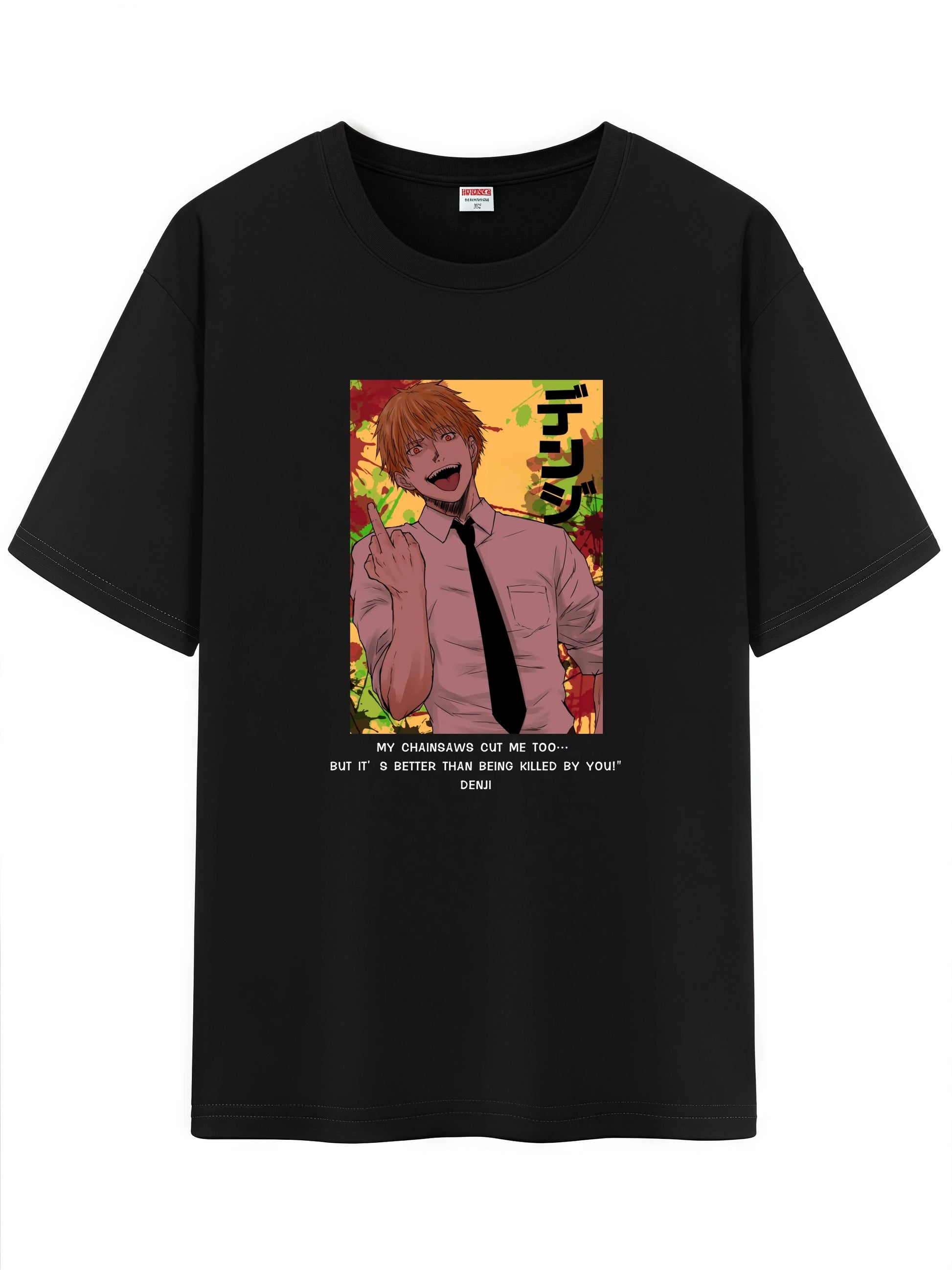 Unisex Japanese Anime Pattern T-Shirt, Chainsaw Man Denji Makima Character Graphic Short Sleeve Regular Fix Tee Shirt