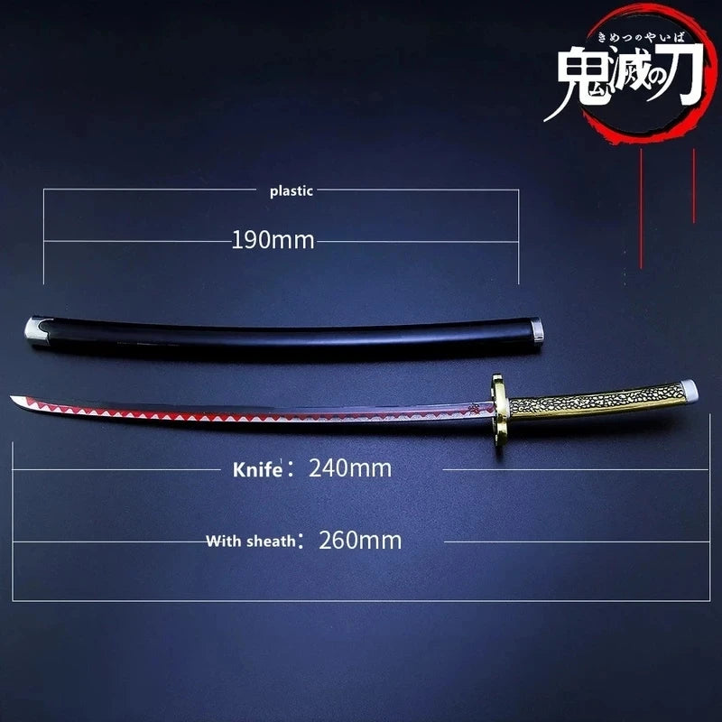 26CM Demon Slayer Sword Real Katana Swords Demon Slayer Cosplay Metal Props Weapon Anime Battle Ready No Cutting Edge Bedroom