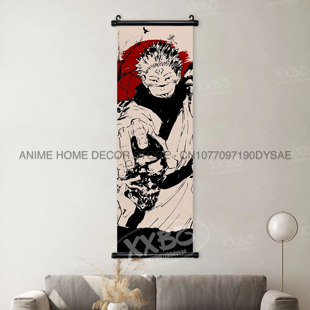 Jujutsu Kaisen Posters Gojo Satoru Canvas Scrolls Picture Panda Home Decoration Wall Artwork Fushiguro Megumi Hanging Painting