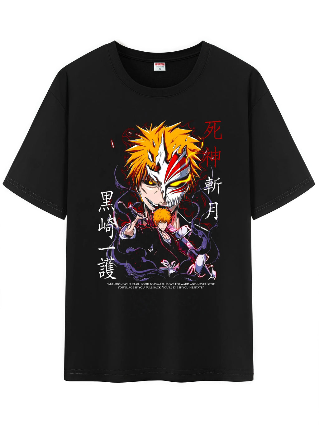 Unisex Anime Character Pattern Cotton T-Shirt,Bleach Character Impression Short Sleeve Tee Shirt