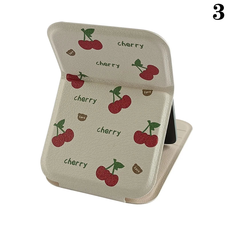 PU Leather Portable Mini Makeup Pocket Mirror Adjustable Angle Desktop Small Folding Cosmetic Mirror High Definition Vanity Tool