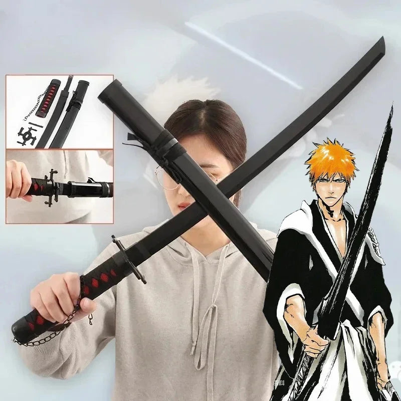 104cm Bleach Katana Sword Bamboo Blade Anime Bleach Byakuya Cosplay Prop Real Size Japanese Samurai Sword Ninja Katana Kid Toy