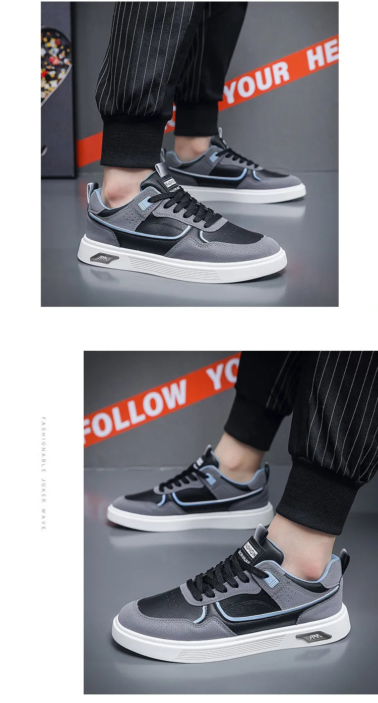 Oulylan Anti-slip Ventilate Leather Board Shoes Trendy Male Outdoor Sports Footwear Spring Comfortable Casual Versatile Sneakers