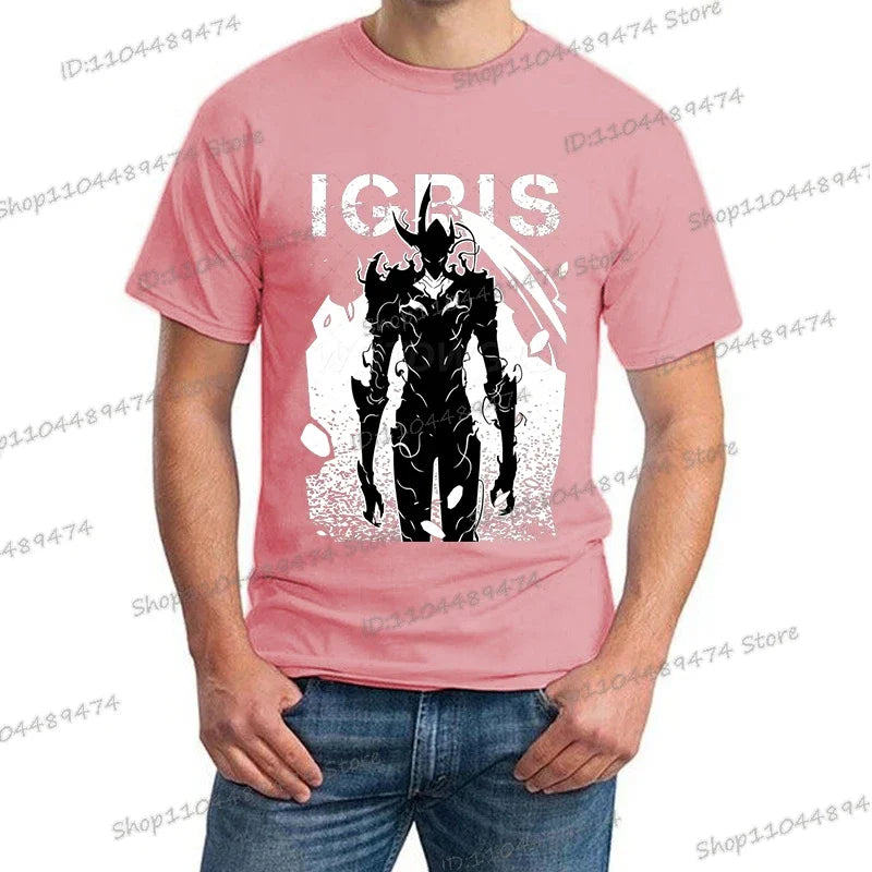 New Summer Men's Anime Solo Leveling Tee Tops Short Sleeve Man T-Shirt Fashion Street Unisex Tees Solo Leveling Tshirt Clothing