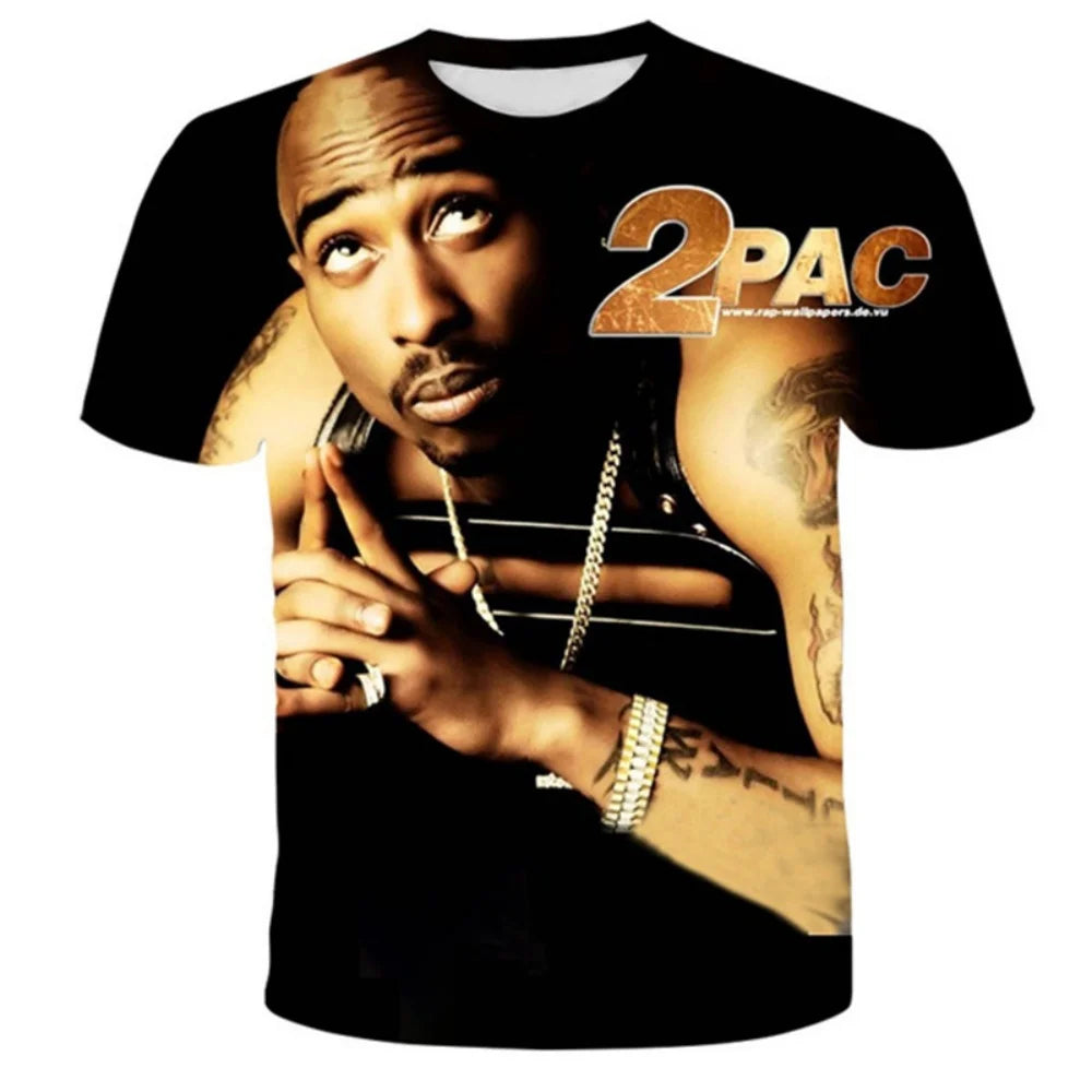New T-Shirt Harajuku Men T-Shirt Fashion 2pac Graphic T Shirts Hip Hop Men's T-Shirts Summer Tops T-Shirts Man Designer Clothes