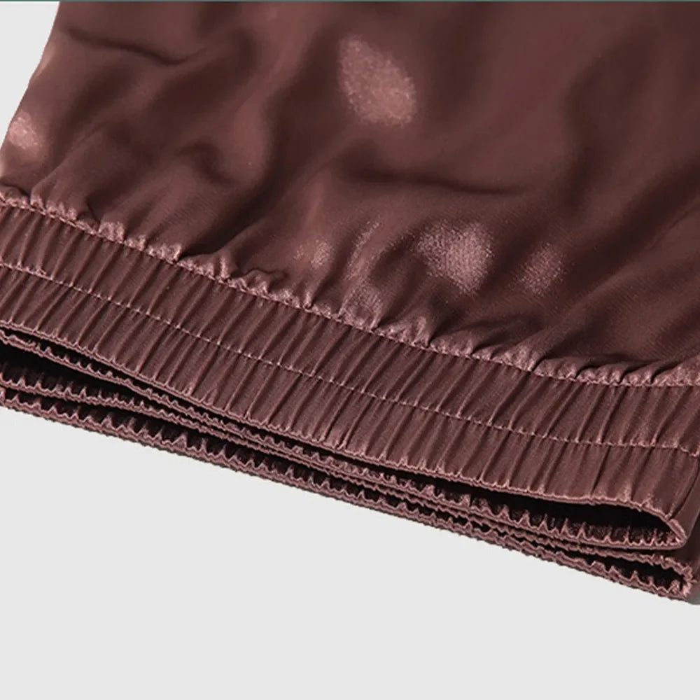 Fashion Men's Satin Boxer Briefs Beach Shorts Sleep Bottom Pajamas Underwear Nightwear Man Loose Home Shorts