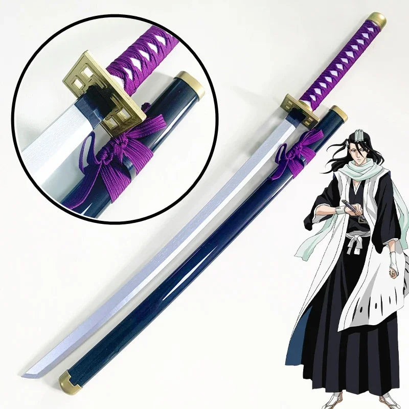 104cm Bleach Katana Sword Bamboo Blade Anime Bleach Byakuya Cosplay Prop Real Size Japanese Samurai Sword Ninja Katana Kid Toy
