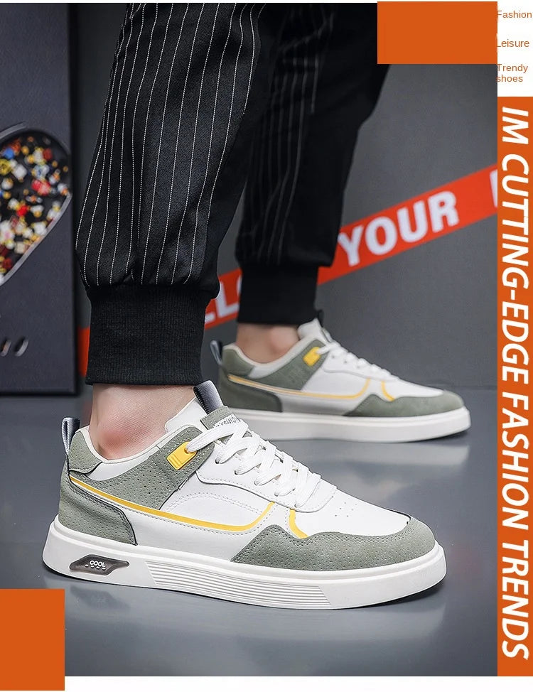 Oulylan Anti-slip Ventilate Leather Board Shoes Trendy Male Outdoor Sports Footwear Spring Comfortable Casual Versatile Sneakers