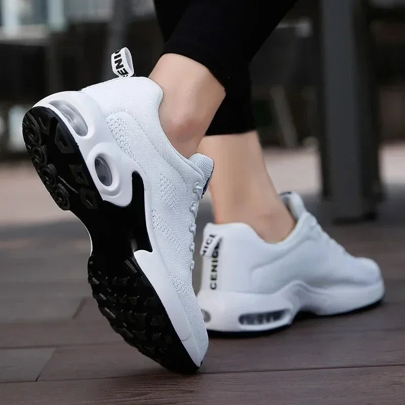 Black anime and more summer women's sneakers with air cushion design, perfect for sports and casual wear.