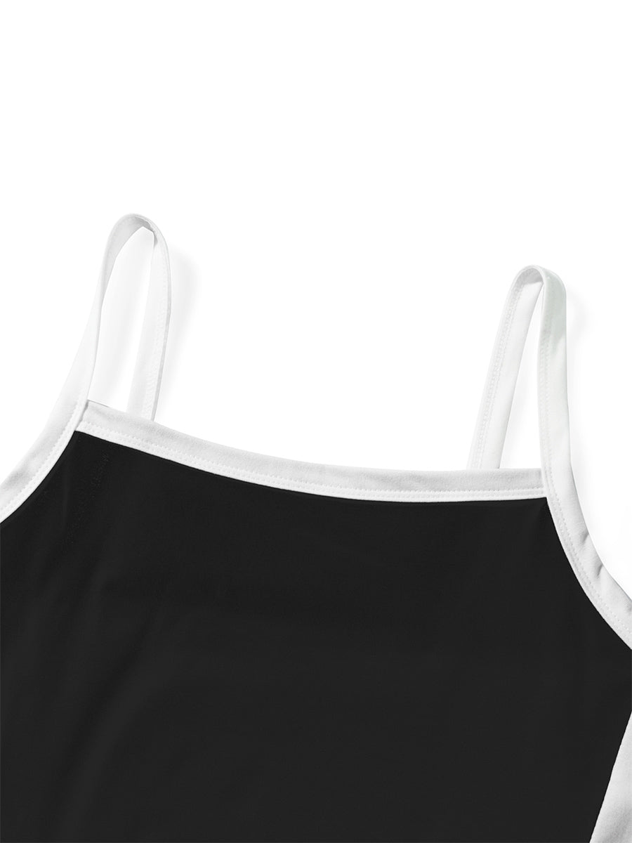 Women Crop Tops Spaghetti Strap Square Neck Contrast Color Slim Fit Camisoles For Women Summer Casual Short Tank Tops