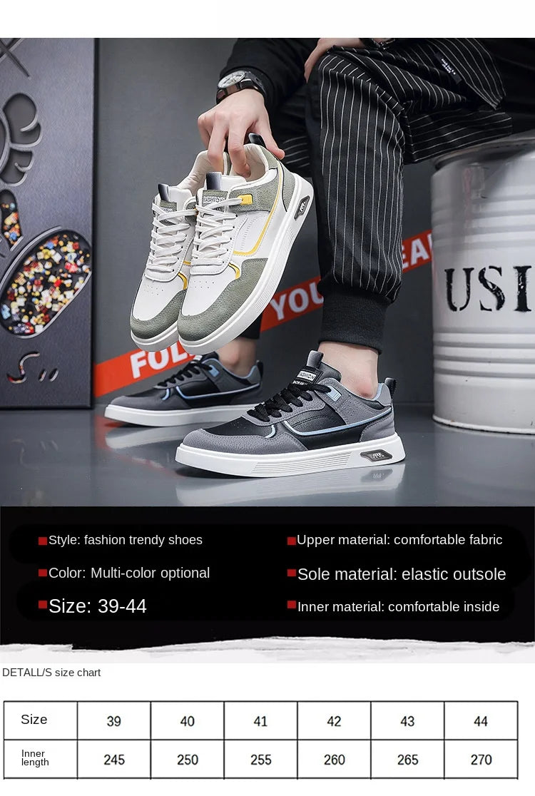 Oulylan Anti-slip Ventilate Leather Board Shoes Trendy Male Outdoor Sports Footwear Spring Comfortable Casual Versatile Sneakers