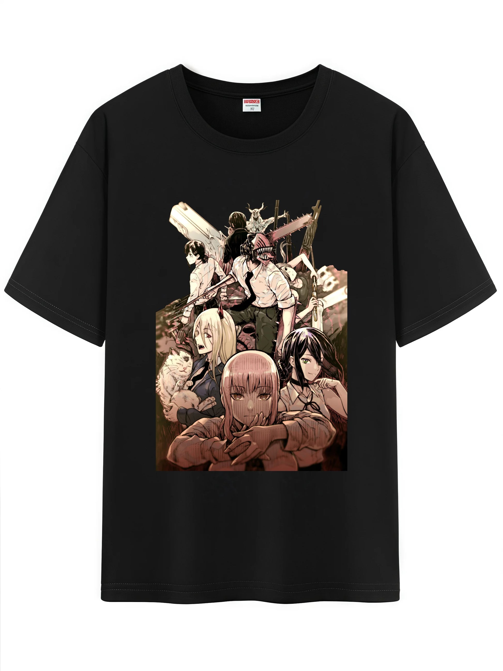 Unisex Japanese Anime Pattern T-Shirt, Chainsaw Man Denji Makima Character Graphic Short Sleeve Regular Fix Tee Shirt